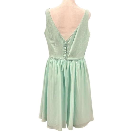 ALFRED ANGELO AQUA MINT CHIFFON LACE BRIDESMAID PROM PARTY DRESS 12 NWT - Picture 6 of 10